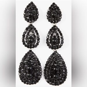 Elegant Black Beaded Drop Earrings